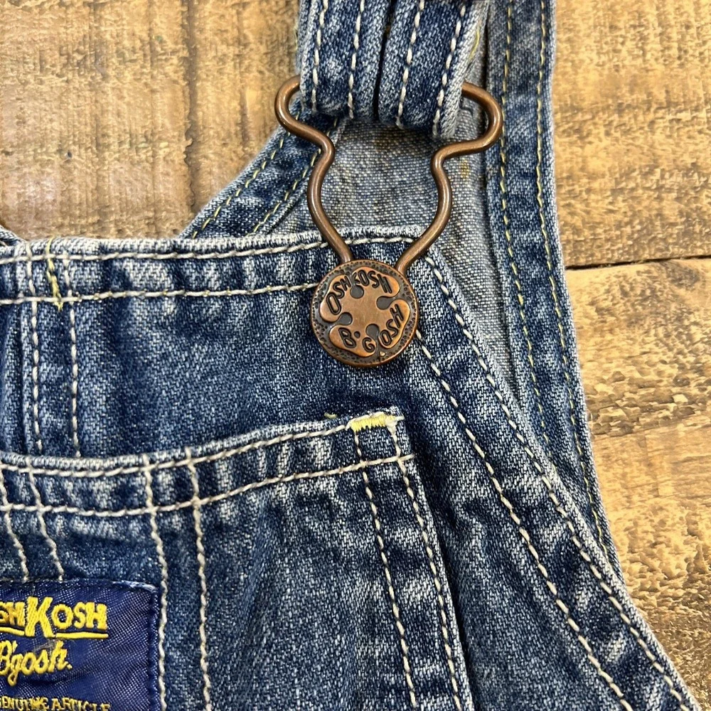 Vintage OshKosh Bgosh Kids Baby Denim Carpenter Vestbak Overalls Size 18M